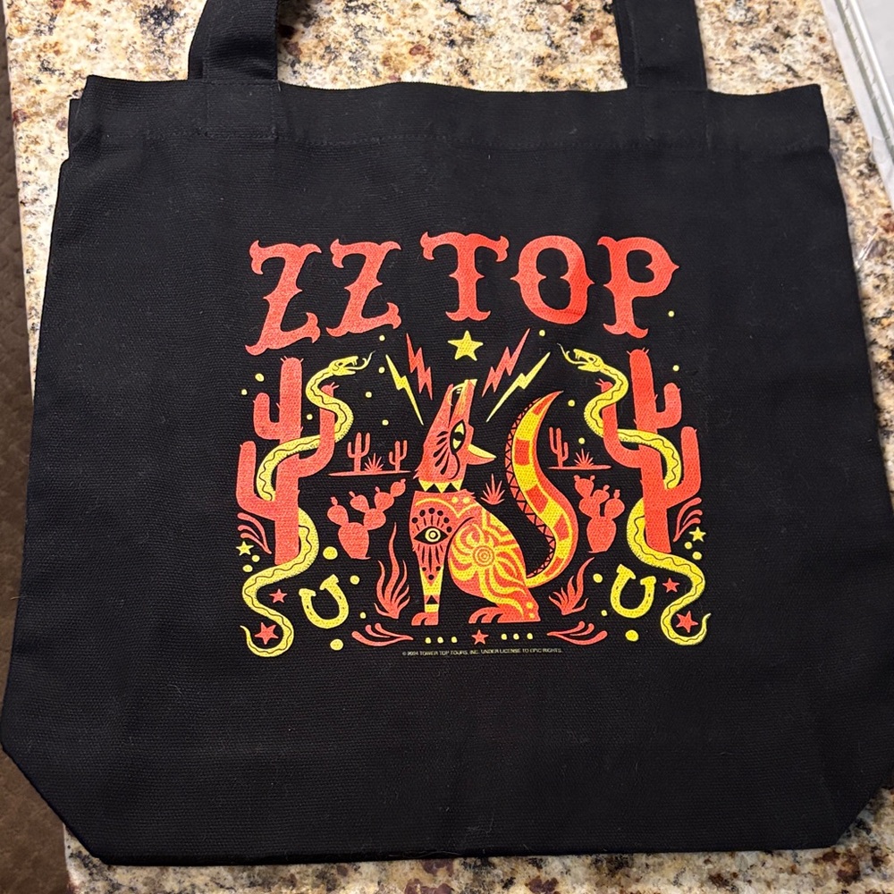 ZZ TOP Black Tote Bag: 2024 Tower Top Tours
